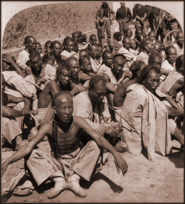 Пленные ихэтуани - участники знаменитого боксерского восстания (1901 год) исторические фото, история, китай