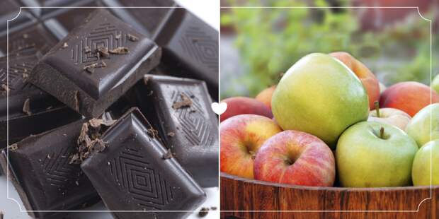 Чёрный шоколад + яблоко еда, продукты, сочетание