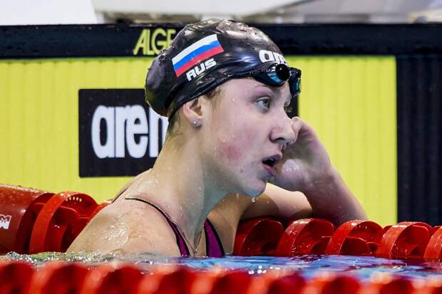 Дарья Устинова после заплыва 50 м на спине на 32-ом чемпионате Европы-2014 в Берлине, 22 августа
