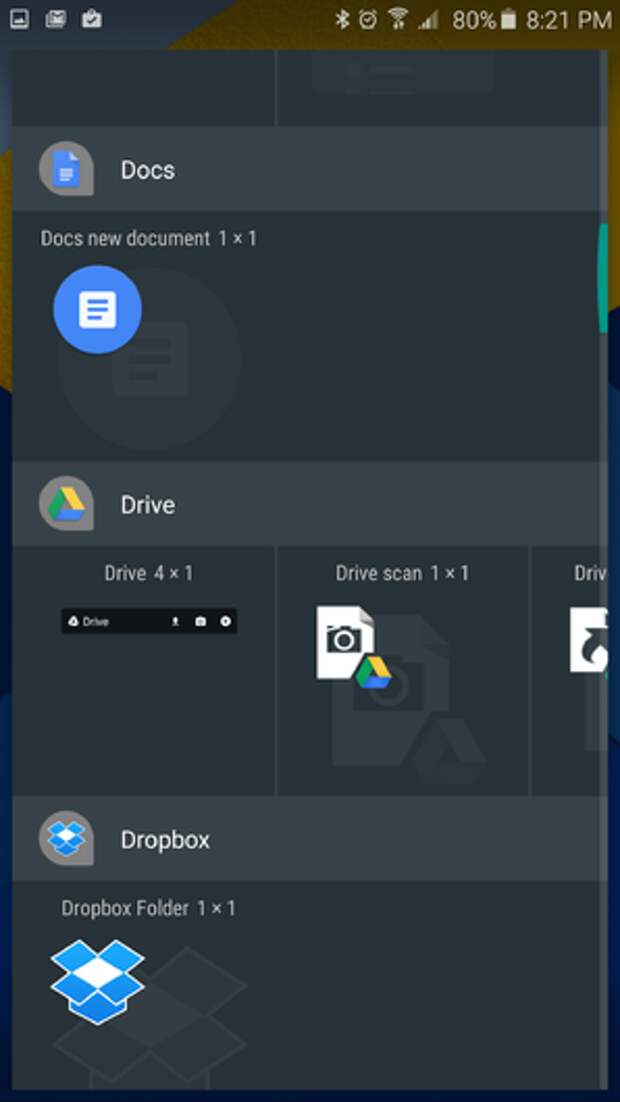 Вертикальный список виджетов в Google 5.3