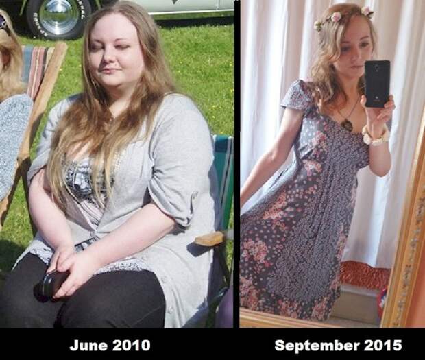 9. Июнь 2010 и сентябрь 2015 (девушка признается, что ей удалось так похудеть всего за 10 месяцев) похудение, пример