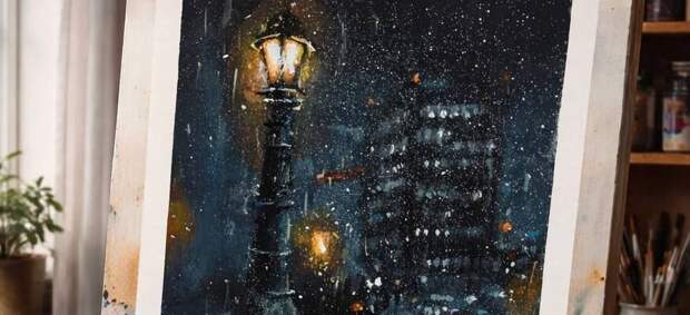 Мастер-класс по живописи акрилом «Ночь, улица, фонарь»