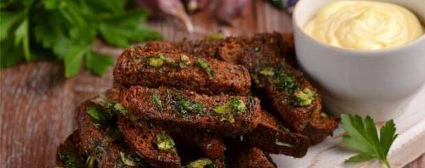 Гренки из черного хлеба с чесноком и зеленью Домашний Рецепт вкусный рецепт с фото пошагово и видео