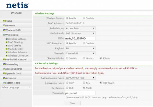 Netis WF2780 - бюджетный двухдиапазонный роутер с поддержкой WiFi 802.11ac
