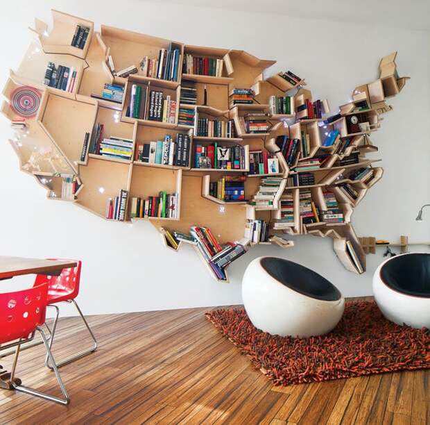 Креативные книжные полки. Фото