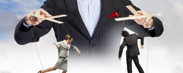 Businessman puppeteer