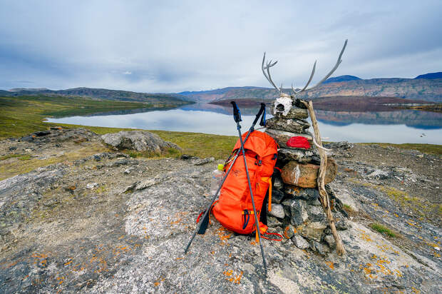 Rock Cairns with Antlers Arctic Circle Trail Cairns