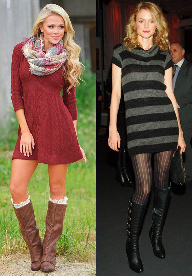 Вязаное платье-свитер – когда и с чем носить