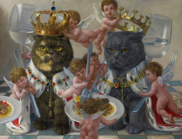 Коты — настоящие короли. Вот 8 картин, которые это доказывают