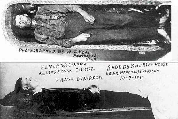 Фотографии мумии Элмера Маккерди в 1911 и 1926 годах.
