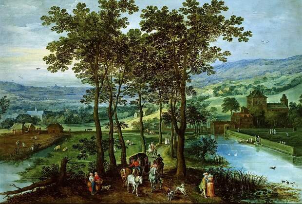Весенний пейзаж с кортежем на аллее (совм с Йосом де Момпером). 128х189. Частная коллекция, Автор: Brueghel, Jan The Elder (1568-1625) (Ян Старший (1568-1625) Брейгель)Brueghel, Jan The Elder (1568-1625) (Живопись на Gallerix.ru)