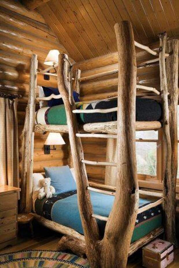 b2ap3_thumbnail_Lovely-Kids-House-Beds-Ideas-in-Kids-Traditional-design-ideas-with-bed-bunk-bed-log-log-accent-log.jpg