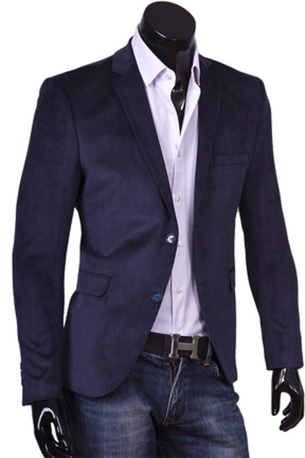 Стильный вельветовый пиджак под джинсы синего цвета (парламент)