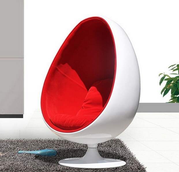 Кресло eyeball белое с красным