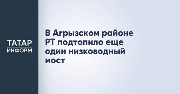 В Агрызском районе РТ подтопило еще один низководный мост