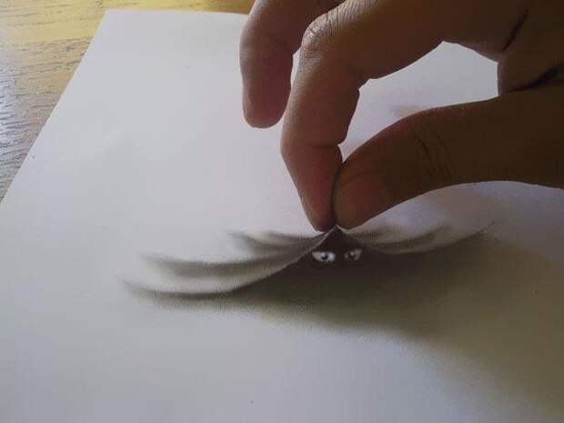 3d рисунки простым карандашом тайком
