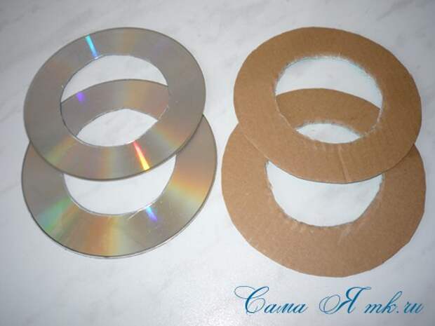 подхваты держатели для штор из CD дисков и шпагата  8