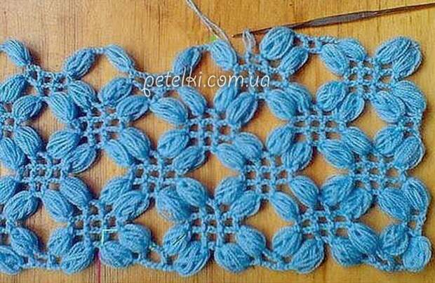 Узор крючком. Сетка пышными столбиками Узор крючком. Сетка пышными столбиками