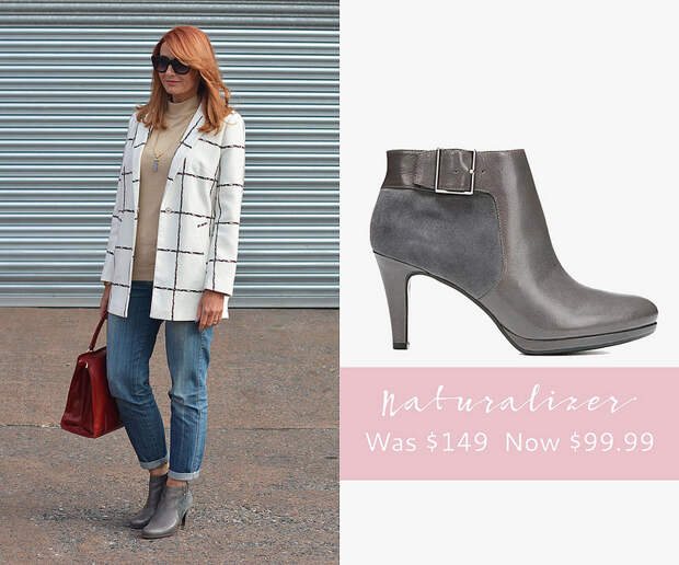 January 2016 Sales | Naturalizer Maureen grey leather & suede booties