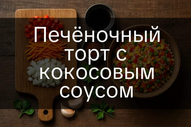 Печёночный торт с кокосовым соусом