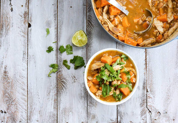 White Bean Chili with Chicken and Sweet Potatoes