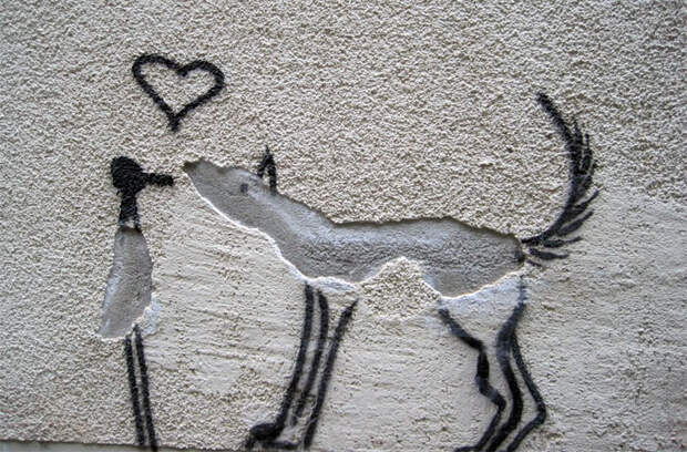 Минималистичный романтический стрит-арт из Лейпцига, Германия