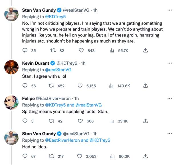 Stan Van Gundy and Kevin Durant twitter exchange