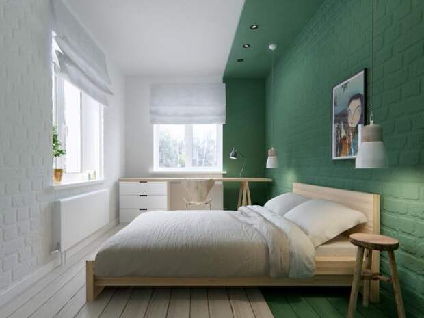 Дизайн-проект в таунхаусе, гостевая комната, интерьер спальни