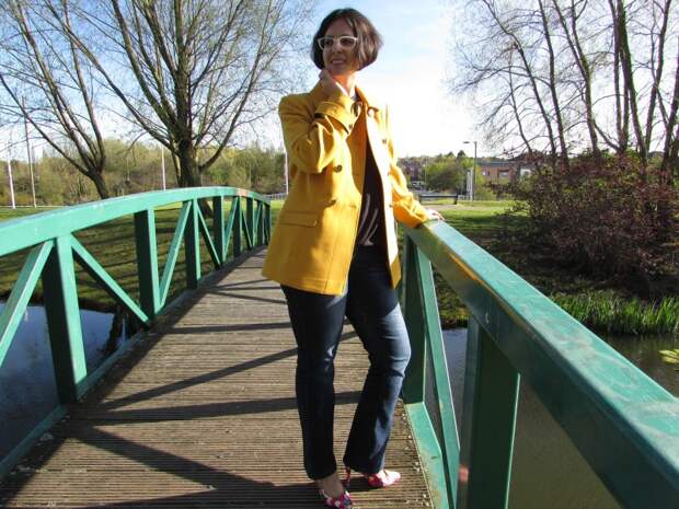 casual look with a yellow jacket casual look with a yellow jacket