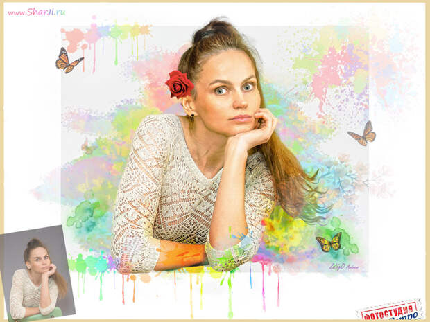 Арт-портрет до и после Photoshop