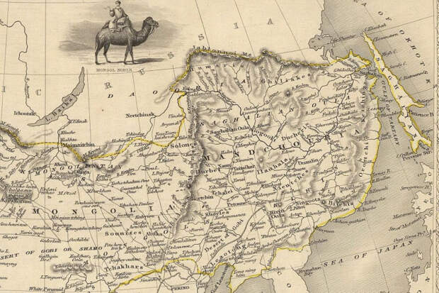 Даурия (в пределах Российской и Китайской империй) на карте 1851 г. (из Википедии).