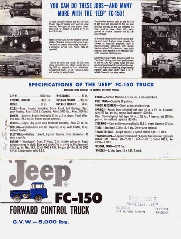Американская "буханка" Jeep FC jeep, буханка