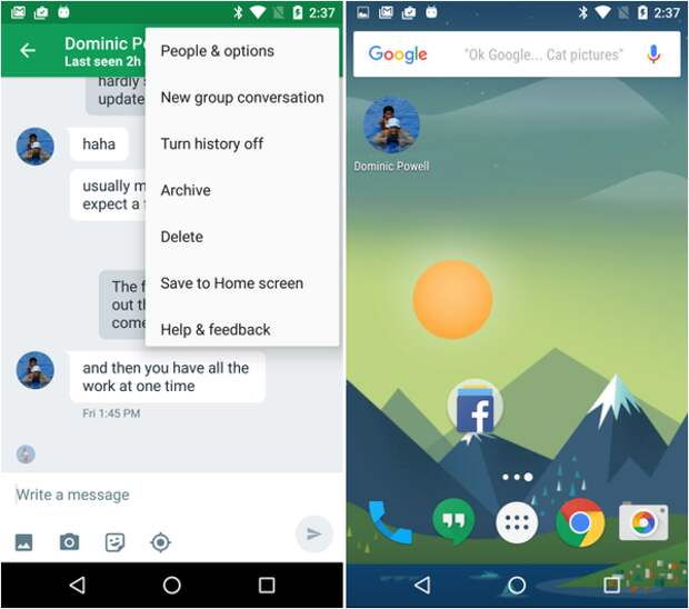 Ссылка на чаты в Hangouts 7.0