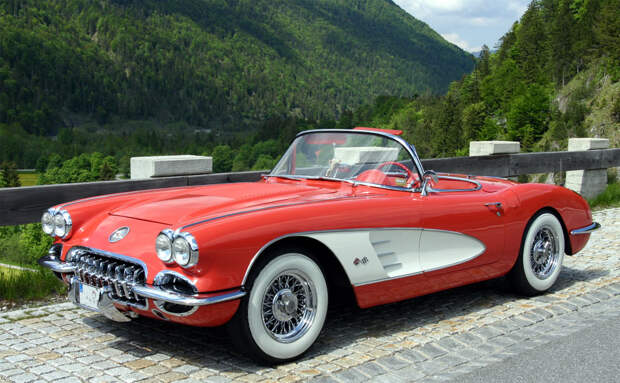 1958 год, Chevrolet Corvette первого поколения (С1) — после уже второго рестайлинга. Именно эта версия получила культовый статус и стала «героиней» многочисленных фильмов. 1958 год, Chevrolet Corvette первого поколения (С1) — после уже второго рестайлинга. Именно эта версия получила культовый статус и стала «героиней» многочисленных фильмов. chevrolet, автодизайн, красота