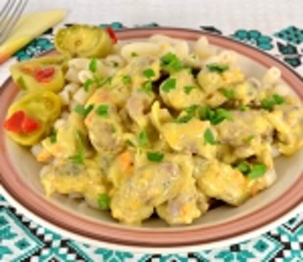 Куриные желудочки в сметане