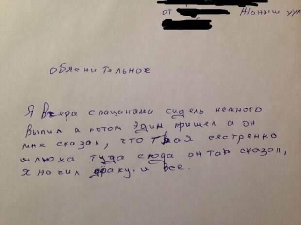 Смешные объяснительные  объяснительные, юмор