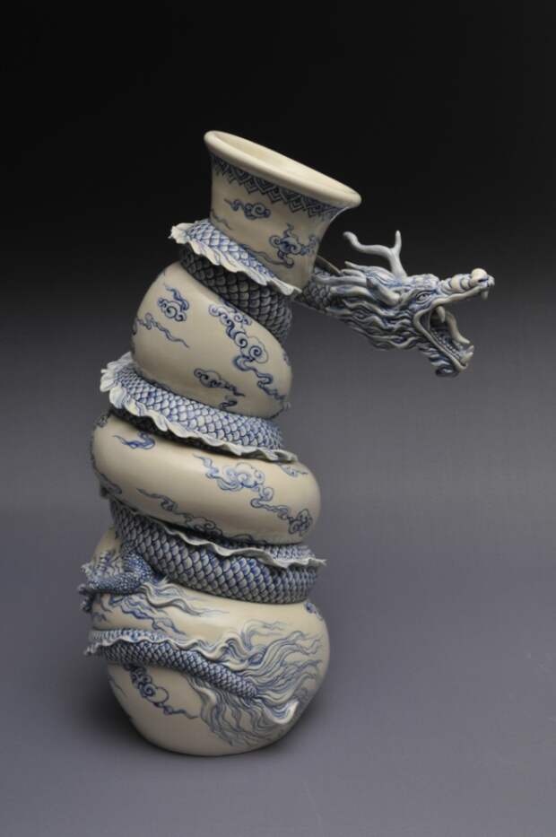 Лепка кувшина-дракона от Johnsona Tsanga интересное, керамика, кувшин, лепка