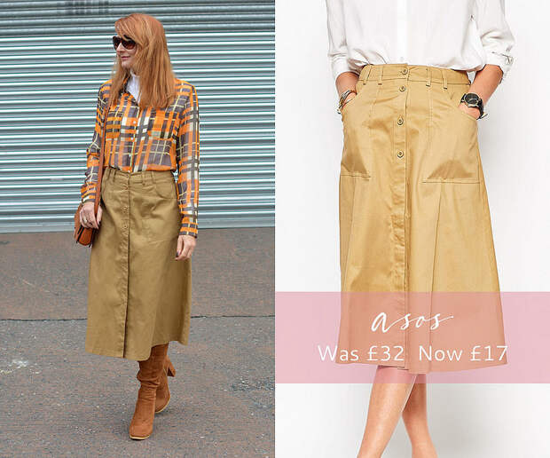 January 2016 Sales | ASOS cotton twill buttoned midi skirt