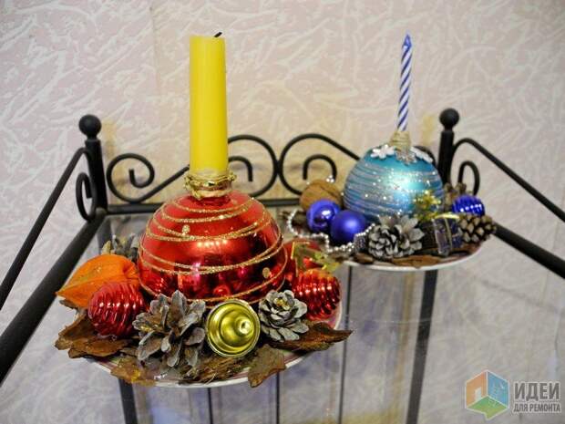 Новогодний подсвечник своими руками, новогодний декор фото Новогодний подсвечник своими руками, новогодний декор фото