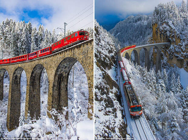 Самая живописная железная дорога Европы в Швейцарских Альпах