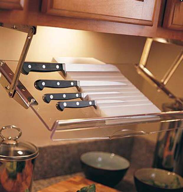 10. Удобный стеллаж для хранения ножей кухня, пространство, хитрость