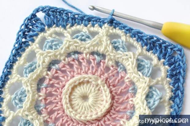 Красивый узор крючком для вязания пледа или покрывала (10) (421x281, 125Kb)