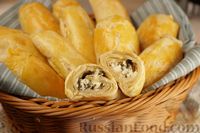 Фото к рецепту: Песочные пирожки-трубочки с рассольным сыром и зеленью (в духовке)