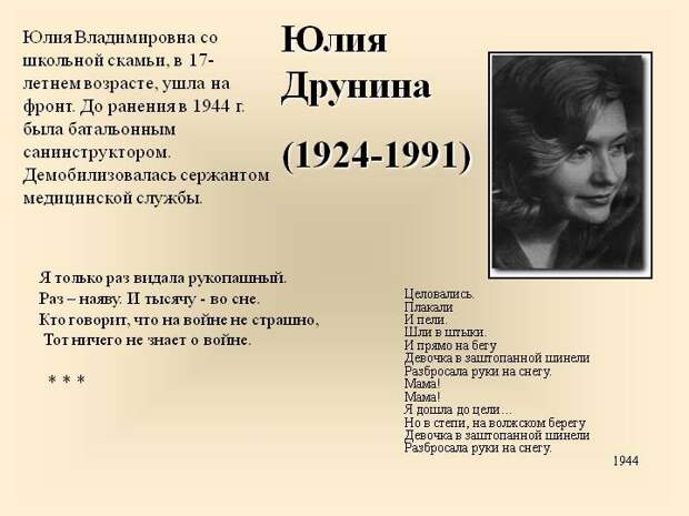Юлия Друнина (1924-1991) война, девушки, история, ссср