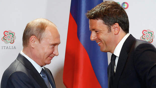 Президент России Владимир Путин и премьер-министр Италии Маттео Ренци. Архивное фото