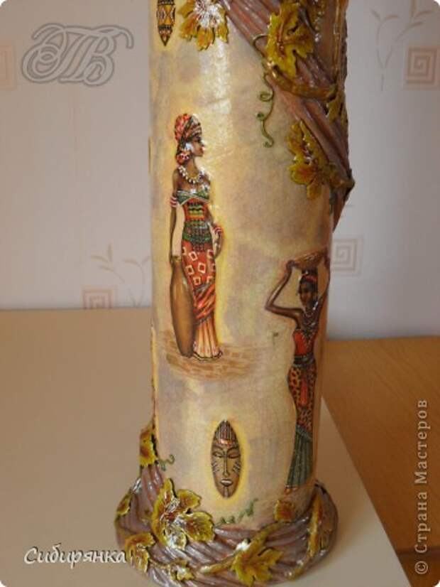 Добрый день, Страна Мастеров!!! Как и обещала, покажу некоторые промежуточные фотографии  процесса изготовления напольной вазы с африканскими мотивами. . Фото 22