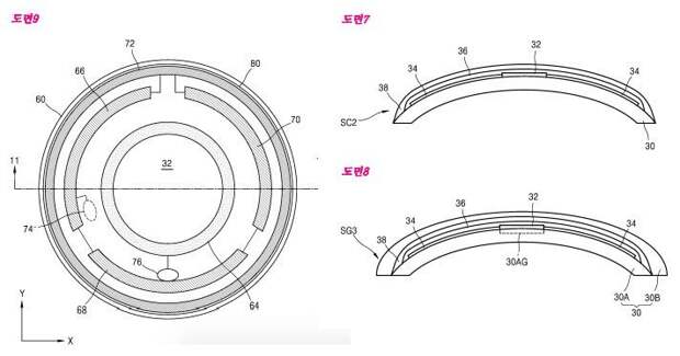 Подпись к изображению: Рисунки из патента на «умные» контактные линзы «Samsung»