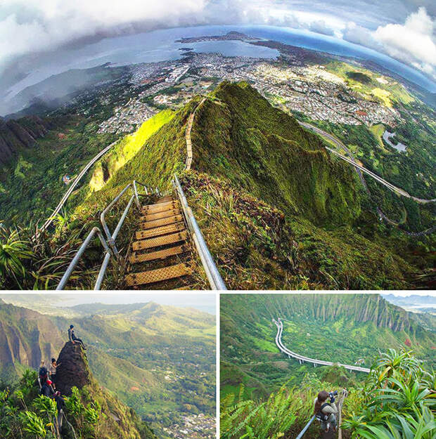 Лестница в небо, Гавайи красота, мир, пешеходная тропа, тропа
