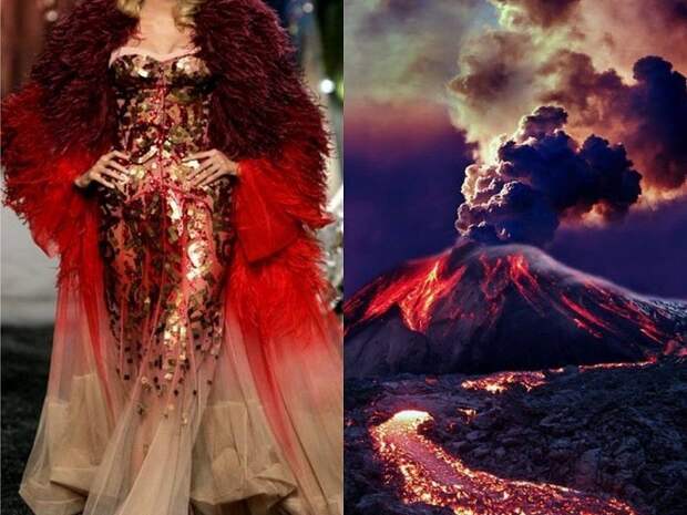 Женщина в этом роскошном платье становится подобно извержению вулкана.