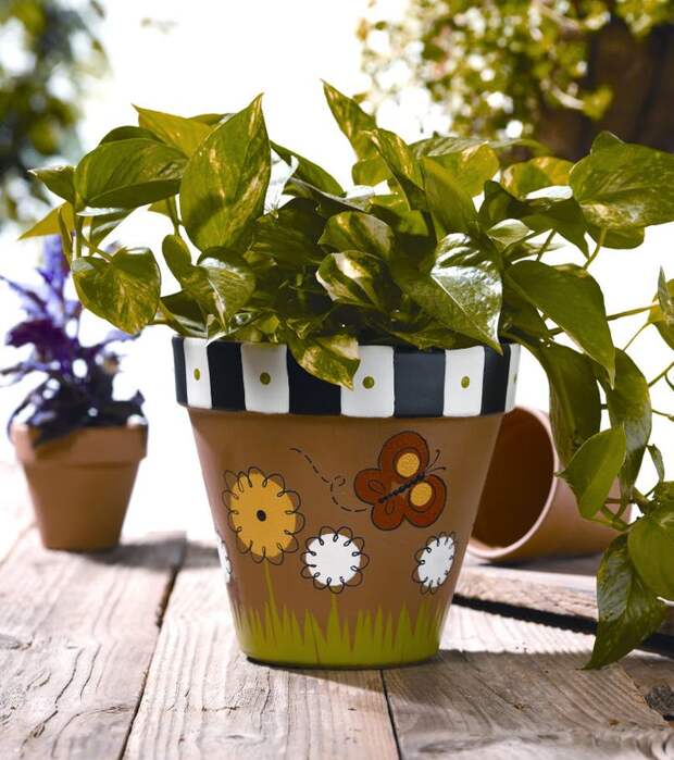 Plaid® Summertime Flowerpot  #claypot #craft
